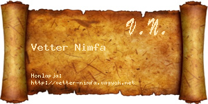 Vetter Nimfa névjegykártya